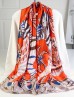 Premium Silk Feeling Orange Animal Print Scarf